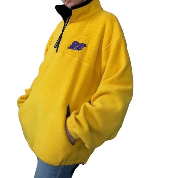Vintage Tri-Mountain Yellow Half Zip Fleece Pullover with Embroidered Front Logo - Picture 4 of 15